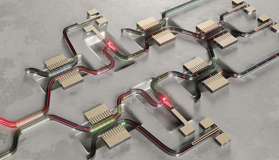 芯片級(jí)光開(kāi)關(guān)技術(shù)示意圖 芯片級(jí)光開(kāi)關(guān)技術(shù)示意圖