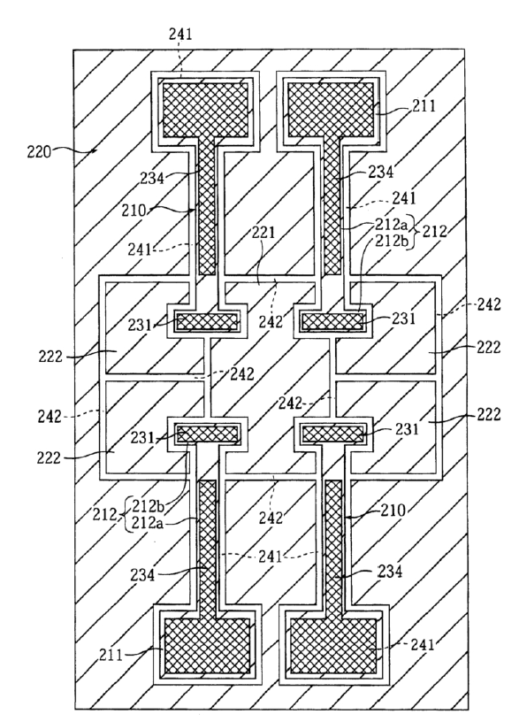 省略了一些部分的圖13中的微型開關(guān)器件的平面圖: 省略了一些部分的圖13中的微型開關(guān)器件的平面圖: