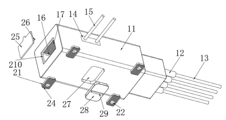  一種帶反向端口的磁光開關(guān)的爆炸結(jié)構(gòu)示意圖 - 廣西科毅光通信